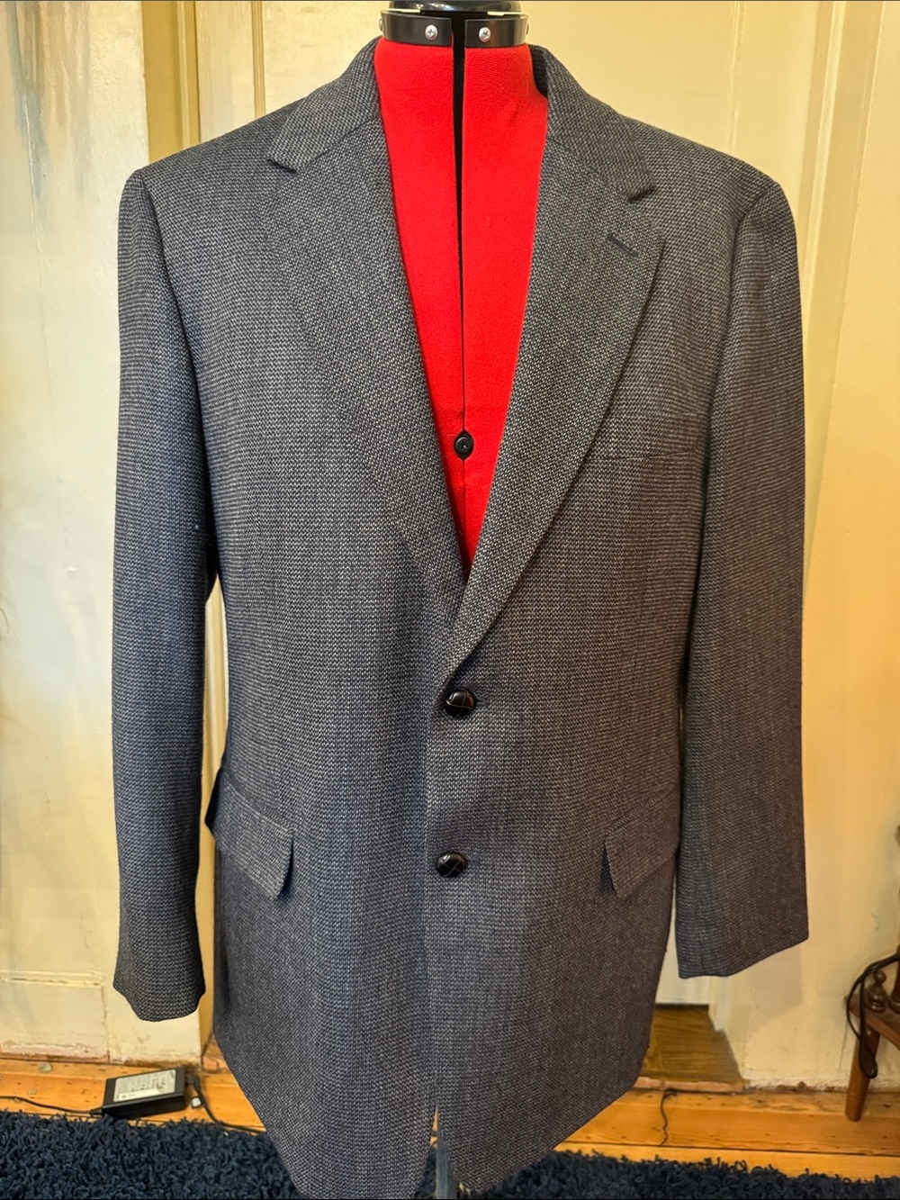 Savile Row Men’s Lambswool Wool Gray Sport Coat Blazer 2 Button